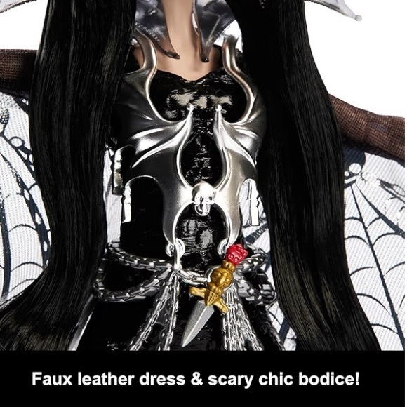 Monster High Doll Elvira Mistress of The Dark Collectible in Black Faux Leather - Picture 3 of 14